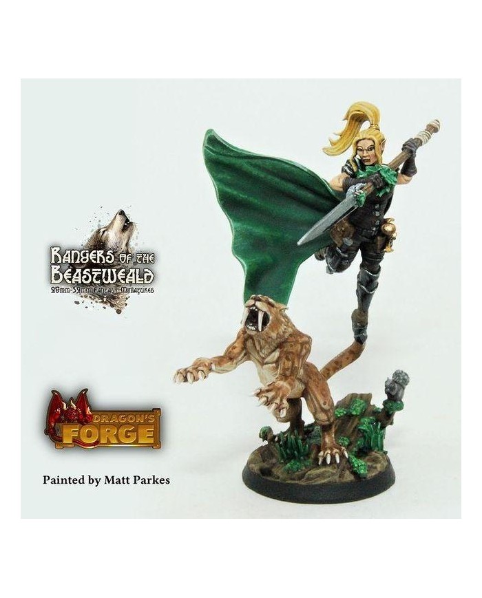 Ranger Therine Proudspear with Direcat|Dragon's Forge Miniatures|Rangers