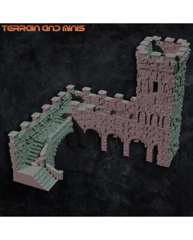 Torre Medieval con Muro de Piedra