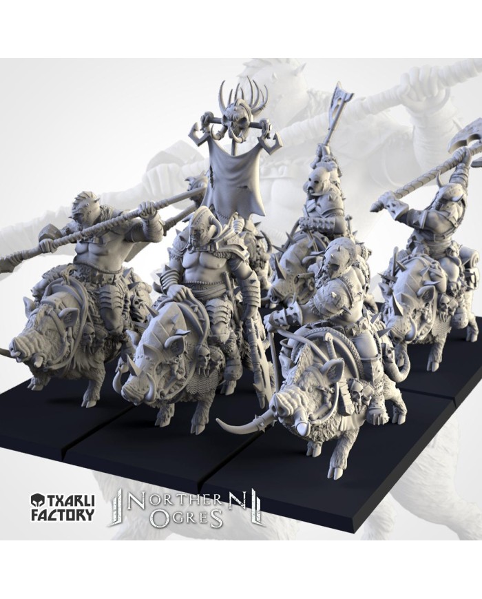 Caballería Ogro Tusker de los Ogros del Norte (x6)|Txarli Factory Miniatures|Ogros del Norte