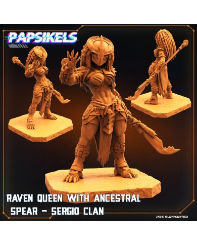 Skull Hunter - Elder - Raven Queen with Ancestral Spear - 1 Mini