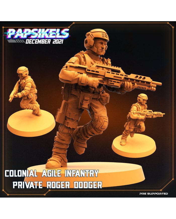 Spaceborne Infantry Private Roger Dodger  - 1 Mini | Papsikels Miniatures | Dropship Troopers | Terrainandminis