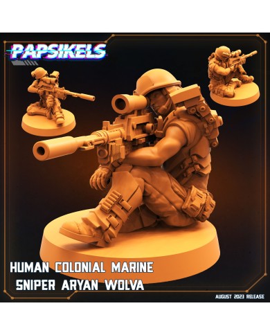 Human Colonial Marine - Sniper Aryan Wolva - 1 Mini