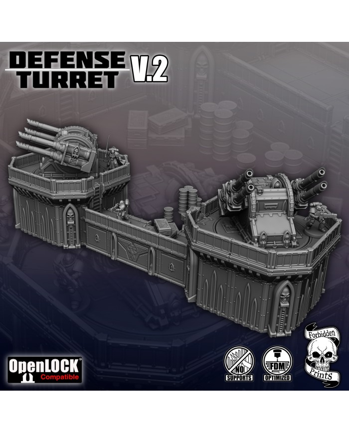Wall Grimdark Defensive Turrets - Version 2 | Forbidden Prints | Grimdark Defenses | Terrainandminis