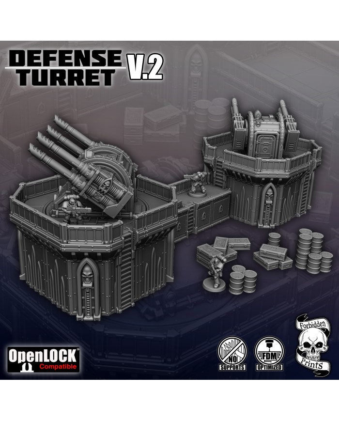 Wall Grimdark Defensive Turrets - Version 2 | Forbidden Prints | Grimdark Defenses | Terrainandminis