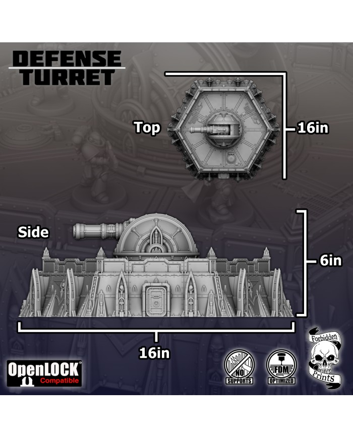 Fortified Grimdark Defensive Turret - Version 1 | Forbidden Prints | Grimdark Defenses | Terrainandminis