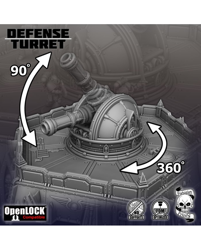 Fortified Grimdark Defensive Turret - Version 1 | Forbidden Prints | Grimdark Defenses | Terrainandminis