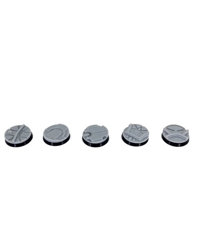 Magic Temples Round Bases (25mm) 5 Tops with Plastic Bases