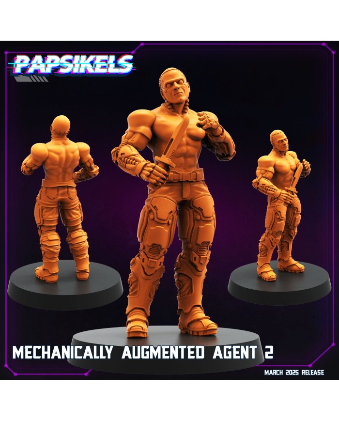 Agente Mecánicamente Aumentado - B - 1 Mini | Papsikels Miniatures | Miniaturas Ciborgs | Terrainandminis