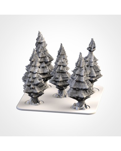 Square Tray with Five Fir Trees