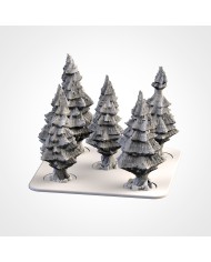 Square Tray with Five Fir Trees