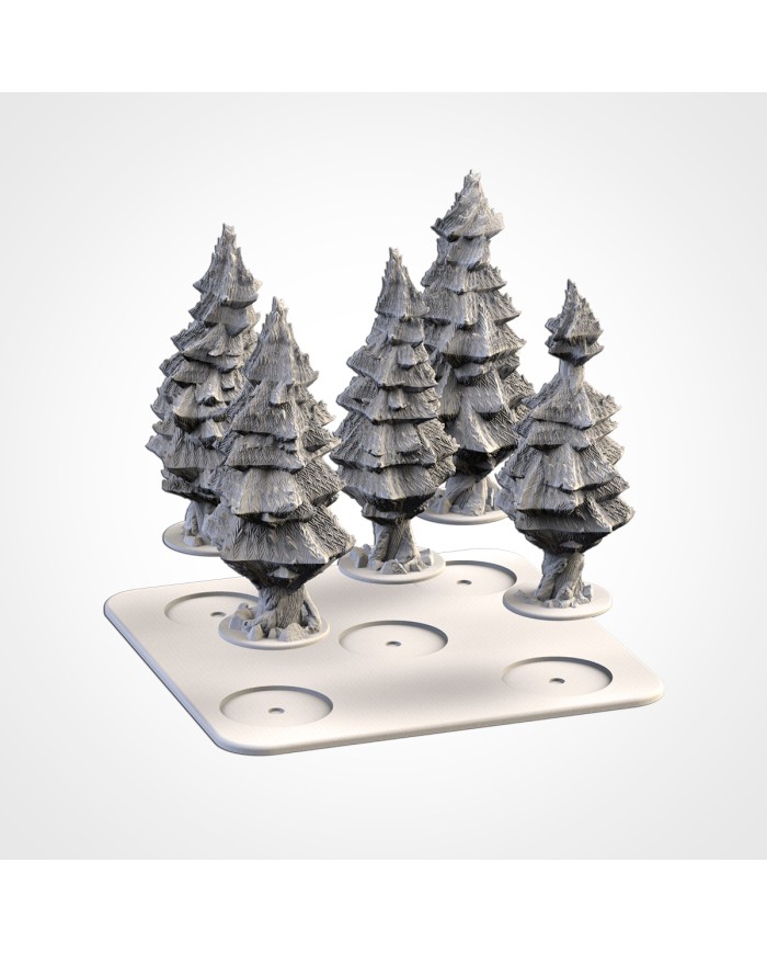 Square Tray with Five Fir Trees