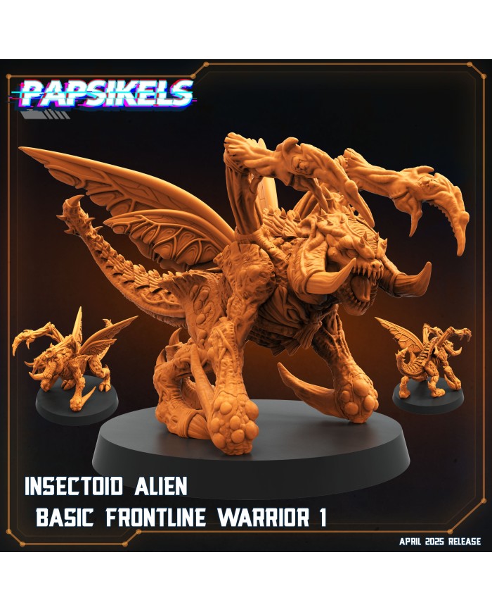 Insectoid Alien Basic Frontline Warrior 1|Papsikels Miniatures|Starcraft Miniatures