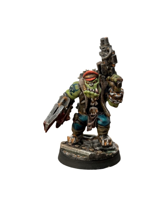 The Orc Death Squad Boss is a Malicious Minis design compatible with a Science Fiction Ork Boss or Orc Sci-Fi Chief.
This compatible Ork Boss is in 28mm scale.
The Orks faction belongs to the Warhammer 40K game by Games Workshop.
Neither the Orc Death Squad Boss nor Malicious Minis are affiliated with or endorsed by Games Workshop, and it is compatible with all 28mm/32mm scale Grimdark tabletop games.
The Orc Death Squad Boss can be used as Orks because it is compatible, but it is not a Games Workshop miniature.
Miniatures from the Orks faction can be purchased at warhammer.com.
If you would like to purchase more Malicious Minis or Ork Boss miniatures, you can do so here.
Includes a plain plastic base.
All components come unpainted and may require assembly.