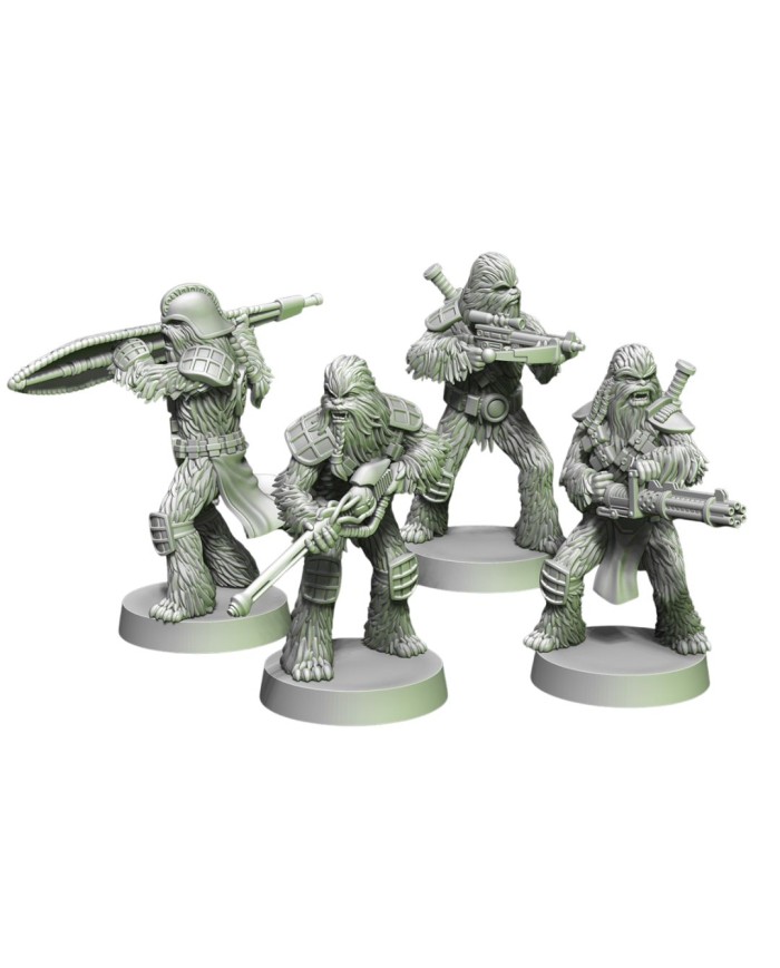 Specialists Furry Warriors (x4)|Anvilrage Studios|Four Specialists Furry Warriors miniatures created by Anvilrage Studios compatible with a Star Wars Legion Specialists Wookiees
These compatible Specialists Wookiee figures is available in 28mm, 32mm, and 35mm scales.
All elements of this Anvilrage Studios Specialists Furry Warriors come unpainted and may require assembly.
These Specialists Furry Warriors are not a Star Wars Legion Wookiee product, nor is it endorsed or supported in any way by Atomic Mass Games / Asmodee / Disney / Lucasfilm. It is compatible with science fiction games in 28mm, 32mm, and 35mm scales.
Specialists Wookiees and Star Wars Legion miniatures can be purchased at store.asmodee.com
We inspect all of our products before shipping, but due to the nature of 3D printing, some items may require cleaning before use.
Other scales (sizes) are available upon request.
Terrain And Minis is an authorized commercial printer of Anvilrage Studios 
You can check out more official Anvilrage products Specialists / Furry / Warriors here.