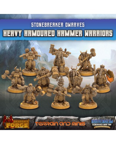 Dwarven Warriors Heavy Armoured Hammer - 10 minis