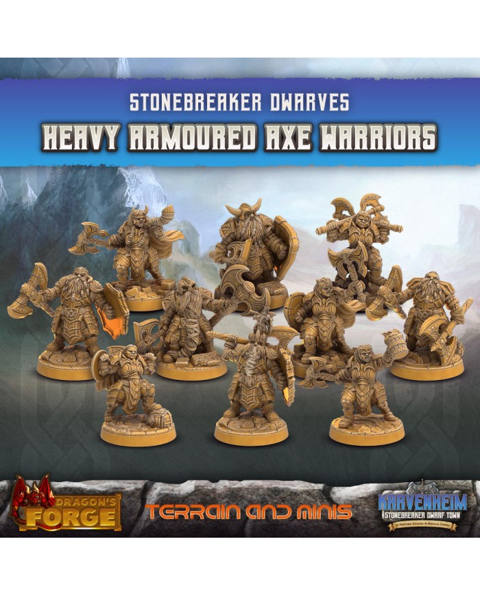 Dwarven Warriors Heavy Armoured Axe - 10 minis