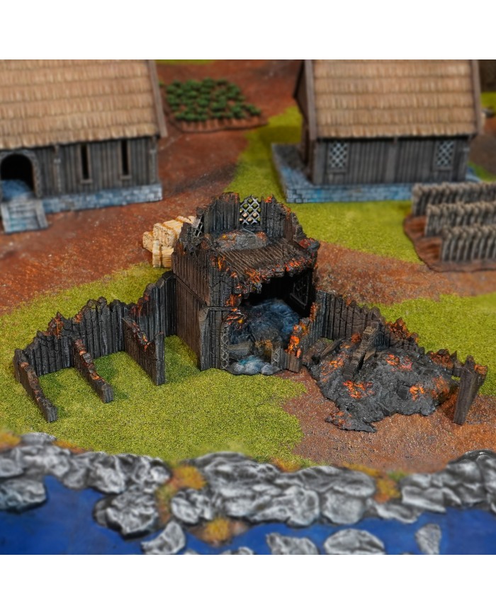 Kingdom of Saxonia - Stable Ruined|Conquest Creations|The Stable Ruined is an ideal piece of terrrain for any miniatures gaming enthusiast, especially if you're looking for historical and medieval settings. Inspired by the traditional architecture of the Kingdom of Saxonia , this construction brings an authentic and detailed touch to your games.

Designed by Conquest Creations , this terrain stands out for its great realism and the ease with which it can be integrated into any gaming table.

This Stable Ruined has been carefully crafted to offer an immersive experience. Its walls, roof, and details are designed to recreate daily life in the Kingdom of Saxonia , making it a versatile piece for both collectors and wargamers.

In addition, it is fully compatible with the popular MESBG (Middle-Earth Strategy Battle Game) gaming system, so you can use it to recreate epic battles or custom narratives.

This article is not a Rohan Stable Ruined from the MESBG game and is not supported or endorsed in any way by Games Workshop.

Rohan Stable Ruined and other Rohan Terrain for MESBG can be purchased at warhammer.com 

In the War of the Rohirrim it was very common to find some Rohan Stable Ruined

Whether you're looking to enhance your tournament scenery or simply liven up your collection, the Stable Ruined is a must-have addition.

Its high-quality design and historical theme of the Kingdom of Saxonia will give your games a unique sense of realism.

With Conquest Creations , authenticity and detail are guaranteed.

All elements come unpainted and assembly is required.

We inspect all our products before shipping, but due to the nature of 3D printing, some objects may require cleaning before use.

Other print resolutions (print quality) and scales (size) are available upon request.

Terrain And Minis is an authorized commercially licensed printer of Conquest Creations