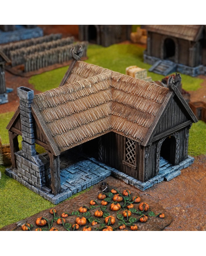 Kingdom of Saxonia - Blacksmith|Conquest Creations|The Blacksmith is an ideal piece of terrrain for any miniatures gaming enthusiast, especially if you're looking for historical and medieval settings. Inspired by the traditional architecture of the Kingdom of Saxonia , this construction brings an authentic and detailed touch to your games.

Designed by Conquest Creations , this terrain stands out for its great realism and the ease with which it can be integrated into any gaming table.

This Blacksmith has been carefully crafted to offer an immersive experience. Its walls, roof, and details are designed to recreate daily life in the Kingdom of Saxonia , making it a versatile piece for both collectors and wargamers.

In addition, it is fully compatible with the popular MESBG (Middle-Earth Strategy Battle Game) gaming system, so you can use it to recreate epic battles or custom narratives.

This article is not a Rohan Blacksmith from the MESBG game and is not supported or endorsed in any way by Games Workshop.

Rohan Blacksmith and other Rohan Terrain for MESBG can be purchased at warhammer.com 

A Rohirrim forged his weapons and armor in a simple, sturdy Rohan Blacksmith , made of wood.

Whether you're looking to enhance your tournament scenery or simply liven up your collection, the stable is a must-have addition.

Its high-quality design and historical theme of the Kingdom of Saxonia will give your games a unique sense of realism.

With Conquest Creations , authenticity and detail are guaranteed.

All elements come unpainted and assembly is required.

We inspect all our products before shipping, but due to the nature of 3D printing, some objects may require cleaning before use.

Other print resolutions (print quality) and scales (size) are available upon request.

Terrain And Minis is an authorized commercially licensed printer of Conquest Creations