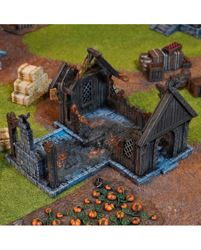 Kingdom of Saxonia - Blacksmith Ruined|Conquest Creations|The Blacksmith Ruined is an ideal piece of terrrain for any miniatures gaming enthusiast, especially if you're looking for historical and medieval settings. Inspired by the traditional architecture of the Kingdom of Saxonia , this construction brings an authentic and detailed touch to your games.

Designed by Conquest Creations , this terrain stands out for its great realism and the ease with which it can be integrated into any gaming table.

This Blacksmith Ruined has been carefully crafted to offer an immersive experience. Its walls, roof, and details are designed to recreate daily life in the Kingdom of Saxonia , making it a versatile piece for both collectors and wargamers.

In addition, it is fully compatible with the popular MESBG (Middle-Earth Strategy Battle Game) gaming system, so you can use it to recreate epic battles or custom narratives.

This article is not a Rohan Blacksmith Ruined from the MESBG game and is not supported or endorsed in any way by Games Workshop.

Rohan Blacksmith Ruined and other Rohan Terrain for MESBG can be purchased at warhammer.com 

In the War of the Rohirrim it was very common to find some Rohan Blacksmith Ruined

Whether you're looking to enhance your tournament scenery or simply liven up your collection, the Blacksmith Ruined is a must-have addition.

Its high-quality design and historical theme of the Kingdom of Saxonia will give your games a unique sense of realism.

With Conquest Creations , authenticity and detail are guaranteed.

All elements come unpainted and assembly is required.

We inspect all our products before shipping, but due to the nature of 3D printing, some objects may require cleaning before use.

Other print resolutions (print quality) and scales (size) are available upon request.

Terrain And Minis is an authorized commercially licensed printer of Conquest Creations