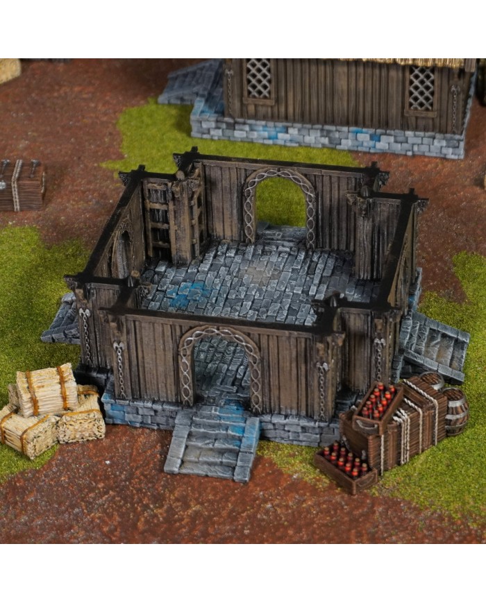 Kingdom of Saxonia - Barracks|Conquest Creations|The Barracks is an ideal piece of terrrain for any miniatures gaming enthusiast, especially if you're looking for historical and medieval settings. Inspired by the traditional architecture of the Kingdom of Saxonia , this construction brings an authentic and detailed touch to your games.

Designed by Conquest Creations , this terrain stands out for its great realism and the ease with which it can be integrated into any gaming table.

This Barracks has been carefully crafted to offer an immersive experience. Its walls, roof, and details are designed to recreate daily life in the Kingdom of Saxonia , making it a versatile piece for both collectors and wargamers.

In addition, it is fully compatible with the popular MESBG (Middle-Earth Strategy Battle Game) gaming system, so you can use it to recreate epic battles or custom narratives.

This article is not a Rohan Barracks from the MESBG game and is not supported or endorsed in any way by Games Workshop.

Rohan Barracks and other Rohan Terrain for MESBG can be purchased at warhammer.com 

A Rohirrim warrior huddled inside sturdy wooden Rohan barracks

Whether you're looking to enhance your tournament scenery or simply liven up your collection, the barracks is a must-have addition.

Its high-quality design and historical theme of the Kingdom of Saxonia will give your games a unique sense of realism.

With Conquest Creations , authenticity and detail are guaranteed.

All elements come unpainted and assembly is required.

We inspect all our products before shipping, but due to the nature of 3D printing, some objects may require cleaning before use.

Other print resolutions (print quality) and scales (size) are available upon request.

Terrain And Minis is an authorized commercially licensed printer of Conquest Creations