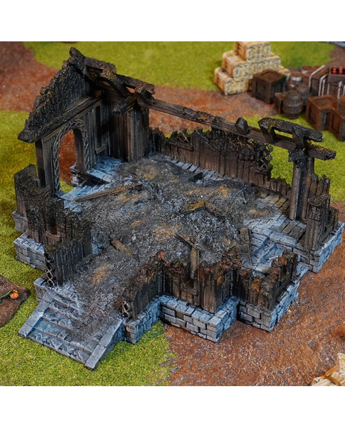Kingdom of Saxonia - Mead Hall Ruined|Conquest Creations|The Barracks Ruined is an ideal piece of terrrain for any miniatures gaming enthusiast, especially if you're looking for historical and medieval settings. Inspired by the traditional architecture of the Kingdom of Saxonia , this construction brings an authentic and detailed touch to your games.

Designed by Conquest Creations , this terrain stands out for its great realism and the ease with which it can be integrated into any gaming table.

This Barracks Ruined has been carefully crafted to offer an immersive experience. Its walls, roof, and details are designed to recreate daily life in the Kingdom of Saxonia , making it a versatile piece for both collectors and wargamers.

In addition, it is fully compatible with the popular MESBG (Middle-Earth Strategy Battle Game) gaming system, so you can use it to recreate epic battles or custom narratives.

This article is not a Rohan Barracks Ruined from the MESBG game and is not supported or endorsed in any way by Games Workshop.

Rohan Barracks Ruined and other Rohan Terrain for MESBG can be purchased at warhammer.com 

In the War of the Rohirrim it was very common to find some Rohan Barracks Ruined

Whether you're looking to enhance your tournament scenery or simply liven up your collection, the Barracks Ruined is a must-have addition.

Its high-quality design and historical theme of the Kingdom of Saxonia will give your games a unique sense of realism.

With Conquest Creations , authenticity and detail are guaranteed.

All elements come unpainted and assembly is required.

We inspect all our products before shipping, but due to the nature of 3D printing, some objects may require cleaning before use.

Other print resolutions (print quality) and scales (size) are available upon request.

Terrain And Minis is an authorized commercially licensed printer of Conquest Creations