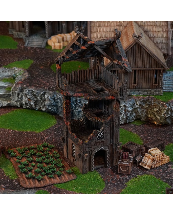 Kingdom of Saxonia - Watchtower Ruined|Conquest Creations|The Watchtower Ruined is an ideal piece of terrrain for any miniatures gaming enthusiast, especially if you're looking for historical and medieval settings. Inspired by the traditional architecture of the Kingdom of Saxonia , this construction brings an authentic and detailed touch to your games.

Designed by Conquest Creations , this terrain stands out for its great realism and the ease with which it can be integrated into any gaming table.

This Watchtower Ruined has been carefully crafted to offer an immersive experience. Its walls, roof, and details are designed to recreate daily life in the Kingdom of Saxonia , making it a versatile piece for both collectors and wargamers.

In addition, it is fully compatible with the popular MESBG (Middle-Earth Strategy Battle Game) gaming system, so you can use it to recreate epic battles or custom narratives.

This article is not a Rohan Watchtower Ruined from the MESBG game and is not supported or endorsed in any way by Games Workshop.

Rohan Watchtower Ruined and other Rohan Terrain for MESBG can be purchased at warhammer.com 

In the War of the Rohirrim it was very common to find some Rohan Watchtower Ruined

Whether you're looking to enhance your tournament scenery or simply liven up your collection, the Watchtower Ruined is a must-have addition.

Its high-quality design and historical theme of the Kingdom of Saxonia will give your games a unique sense of realism.

With Conquest Creations , authenticity and detail are guaranteed.

All elements come unpainted and assembly is required.

We inspect all our products before shipping, but due to the nature of 3D printing, some objects may require cleaning before use.

Other print resolutions (print quality) and scales (size) are available upon request.

Terrain And Minis is an authorized commercially licensed printer of Conquest Creations