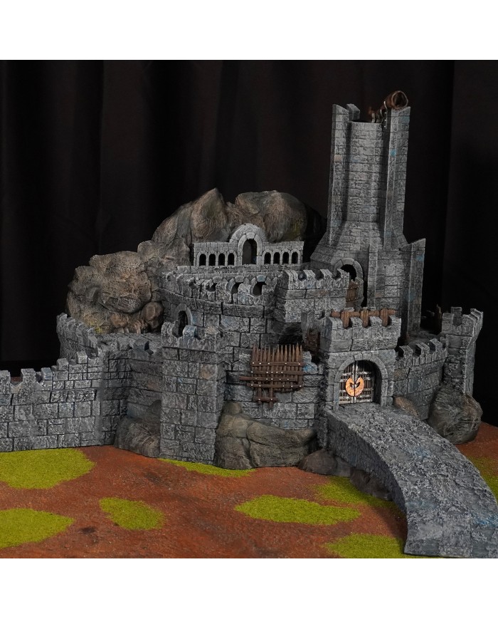 Kingdom of Saxonia - Deep Citadel|Conquest Creations|The Deep Citadel is an ideal piece of terrrain for any miniatures gaming enthusiast, especially if you're looking for historical and medieval settings. Inspired by the traditional architecture of the Kingdom of Saxonia , this construction brings an authentic and detailed touch to your games.

Designed by Conquest Creations , this terrain stands out for its great realism and the ease with which it can be integrated into any gaming table.

This Deep Citadel has been carefully crafted to offer an immersive experience. Its walls, roof, and details are designed to recreate daily life in the Kingdom of Saxonia , making it a versatile piece for both collectors and wargamers.

In addition, it is fully compatible with the popular MESBG (Middle-Earth Strategy Battle Game) gaming system, so you can use it to recreate epic battles or custom narratives.

This article is not a Rohan Helm's Deep from the MESBG game and is not supported or endorsed in any way by Games Workshop.

Rohan Helm's Deep and other Rohan Terrain for MESBG can be purchased at warhammer.com 

The Rohirrim took refuge in Helm's Deep from terrible threats to their existence.

Whether you're looking to enhance your tournament scenery or simply liven up your collection, the Deep Citadel is a must-have addition.

Its high-quality design and historical theme of the Kingdom of Saxonia will give your games a unique sense of realism.

With Conquest Creations , authenticity and detail are guaranteed.

All elements come unpainted and assembly is required.

We inspect all our products before shipping, but due to the nature of 3D printing, some objects may require cleaning before use.

Other print resolutions (print quality) and scales (size) are available upon request.

Terrain And Minis is an authorized commercially licensed printer of Conquest Creations