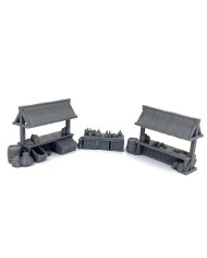 Medieval Market Set - B|3DLayeredscenery|Medieval Market Scenery with Three Stalls in 28mm Scale for Wargames and Roleplaying Games

If you're looking to transform your gaming tables into an immersive setting, this Medieval Market Scenery set is the perfect choice. Designed by 3DLayeredscenery , this set is designed for demanding players who want to take their battles and adventures to the next level.

At 28mm scale, it's ideal for fantasy and historical wargames , as well as for roleplaying games like Dungeons &amp; Dragons (DnD) or Pathfinder , where the narrative atmosphere is just as important as the miniatures.

Each piece of the Medieval Market Scenery includes details such as fruit stalls, sacks, tables, barrels, and elements typical of a bustling medieval market.

The entire set is printed in PLA+ bioplastic, an eco-friendly, durable, and easy-to-paint material that ensures your scenery stays in perfect condition even after many games.

3DLayeredscenery has designed this Medieval Market Scenery with great attention to detail to ensure it's compatible with most 28mm gaming systems.

Thanks to its modularity, you can build different market configurations to make each game session unique.

If you're a collector, a modeling enthusiast, or a Dungeon Master looking to wow your players, this set is an ideal investment to create an immersive atmosphere in your campaigns and battles.

All items come unpainted and requires assembly.

We inspect all of our products prior to shipment, but due to the nature of 3D printing, some items may require cleaning prior to use.

Other print resolutions (print quality) and scale (size) are available upon request.

Terrain And Minis is an authorized commercially licensed printer of 3DLayeredscenery