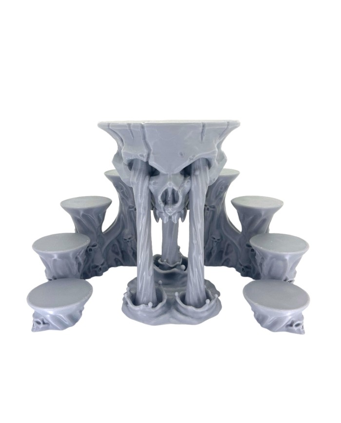 Plataforma de Calavera Sangrienta con Escaleras Dobles|Forbidden Prints|Escenografía Demoniaca