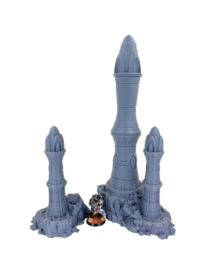 Eldar Towers on Rocks - Set B|Forbidden Prints|Eldar Terrain
