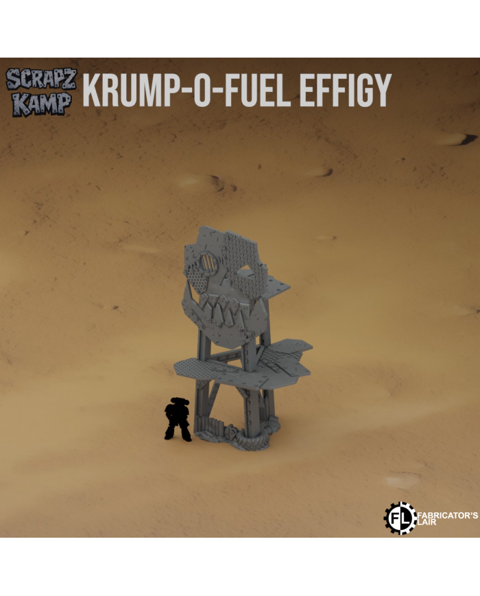 Orc Effigy Krump-O-Fuel|Fabricator's Lair|























Bring raw brutality to your tabletop battles with the Orc Effigy Krump-O-Fuel , a unique piece of terrain designed to dominate any grimdark battlefield.
Created by Fabricators Lair and part of the Xeno Sector : Scrapz Kamp collection, this model is perfect for players looking to enhance their games with authentic ork-style scenery.

Key Features


Original design by Fabricators Lair with brutal, improvised aesthetics.


From the Xeno Sector : Scrapz Kamp collection, ideal for grimdark or post-apocalyptic themed boards.


Scaled for 28mm/32mm miniatures, fully compatible with Warhammer 40K, Grimdark Future, or any other sci-fi wargame in the same scale.


Made with high-resolution PLA+ bioplastic, durable, eco-friendly, and packed with detail.


Ready to be primed and painted to match any ork, post-apocalyptic, or sci-fi theme.



Compatibility &amp; Gameplay
The Orc Effigy Krump-O-Fuel works perfectly as a fortress, defensive strongpoint, or line-of-sight blocking structure. Its jagged, scrap-metal look integrates seamlessly with ork armies and sci-fi terrain setups, making it a versatile centerpiece for your tabletop games.

Important Note
This product is not an official Ork Effigy from Warhammer 40K, and it is not licensed, endorsed, or supported by Games Workshop. If you are looking for an official Ork Effigy , you can purchase one directly at warhammer.com

With the Orc Effigy Krump-O-Fuel from the Xeno Sector : Scrapz Kamp collection, you can take your gaming table to the next level, adding authentic ork energy and grimdark atmosphere to every battle.



Follow us on  Facebook and Instagram to stay up to date with all the latest from Fabricators Lairs Orc Terrain

Terrain  And Minis is an authorized commercially licensed printer of Fabricators Lair






















