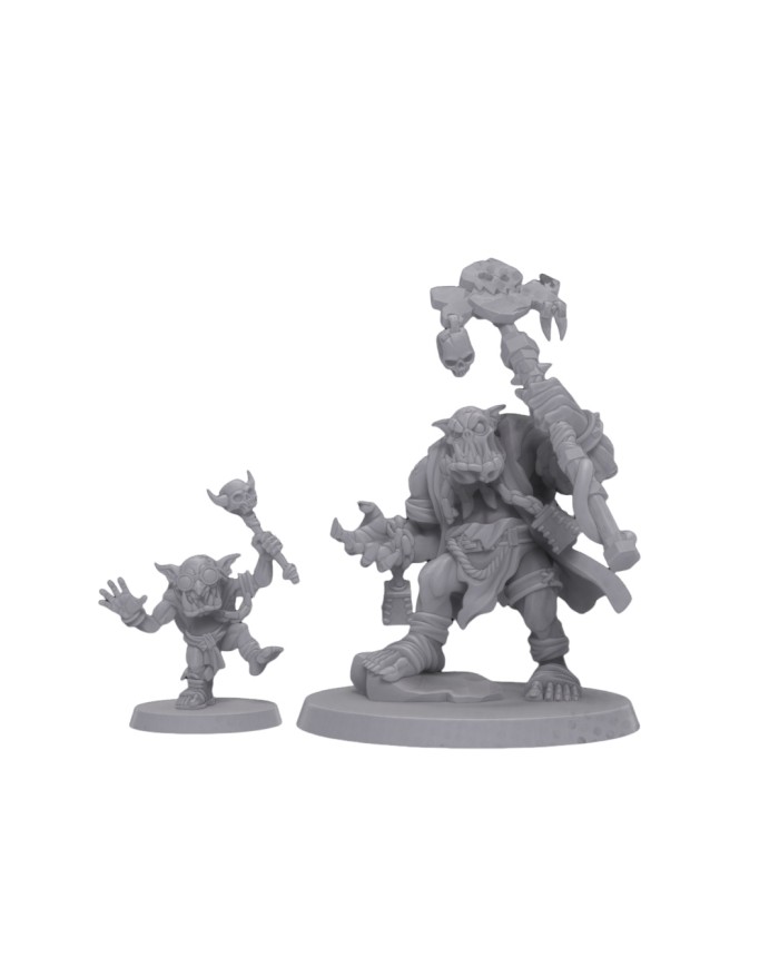 Orc Death Squad Shaman and Goblin|Malicious Minis|SciFi Orc Miniatures