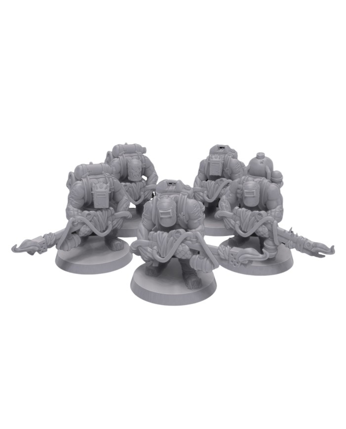 Orc Commando Flame Throwers (x5)|Malicious Minis|SciFi Orc Miniatures
