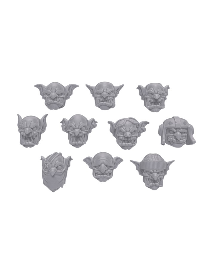 Goblin Heads (x10)|Malicious Minis|SciFi Orc Miniatures
