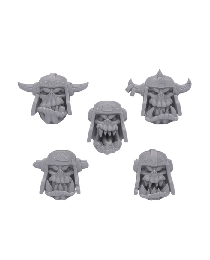 Orc Helmet Heads (x5) - Set A|Malicious Minis|SciFi Orc Miniatures