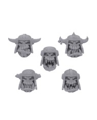 Cabezas de Orcos con Yelmo (x5) - Set A|Malicious Minis|Miniaturas Orcos SciFi