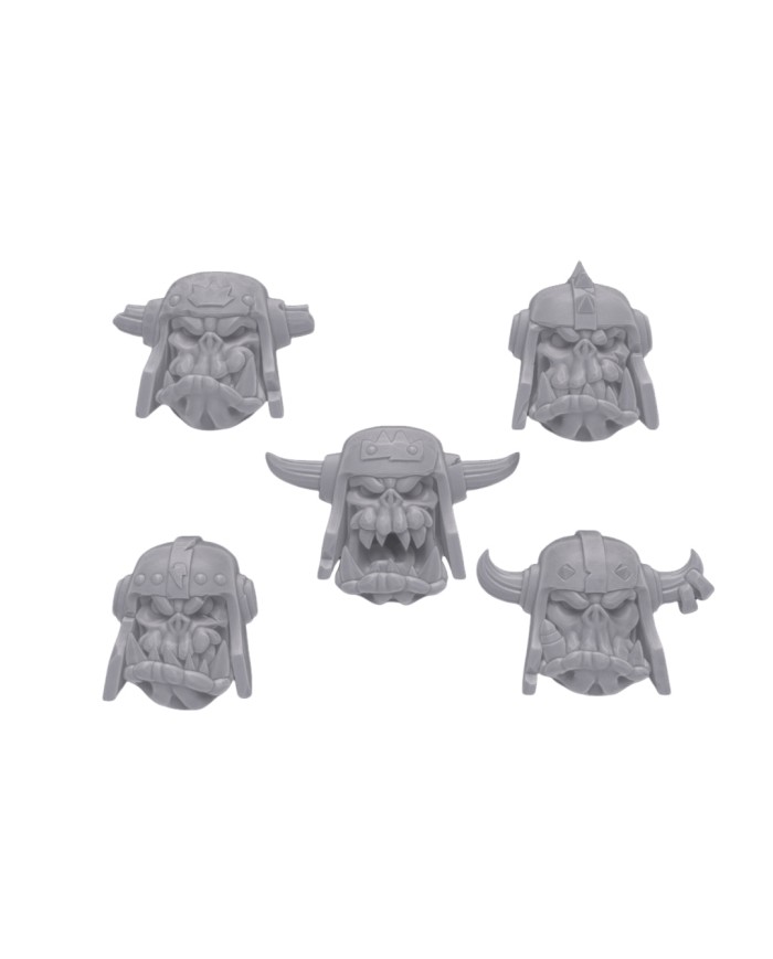 Orc Helmet Heads (x5) - Set B|Malicious Minis|SciFi Orc Miniatures