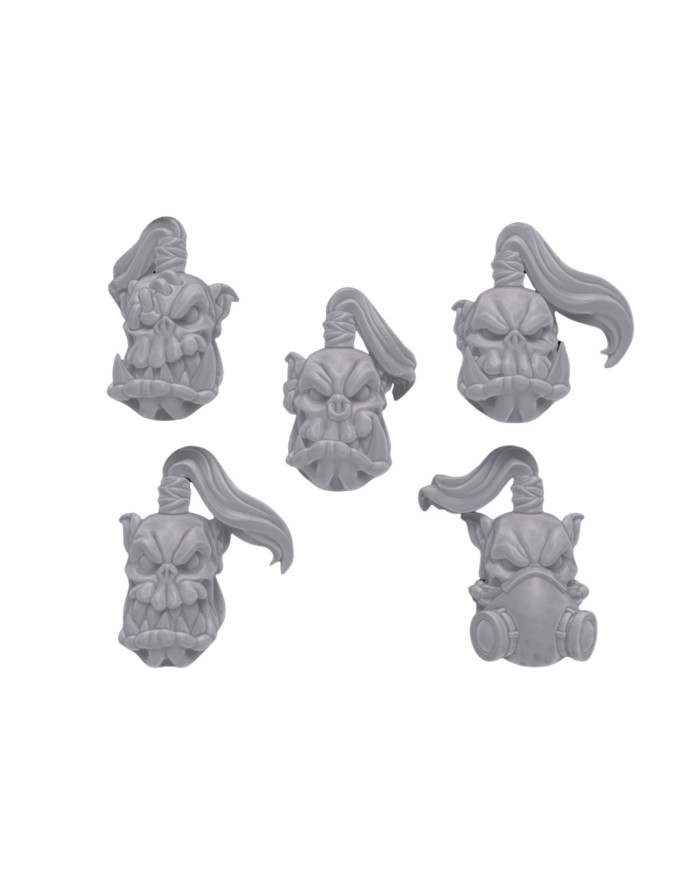 Orc Hair Heads (x5)|Malicious Minis|SciFi Orc Miniatures