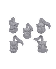 Cabezas de Orcos con Cabello (x5)|Malicious Minis|Miniaturas Orcos SciFi