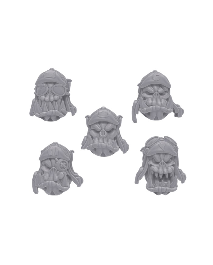 Orc Jetpack Heads (x5)|Malicious Minis|SciFi Orc Miniatures