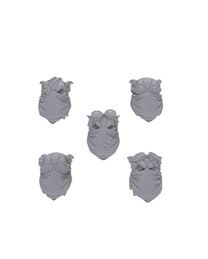 Orc Masked Heads (x5)|Malicious Minis|SciFi Orc Miniatures