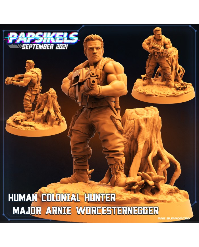 Colonial Humano Cazador Mayor - Arnie Worcesternegger|Papsikels Miniatures|Humanos