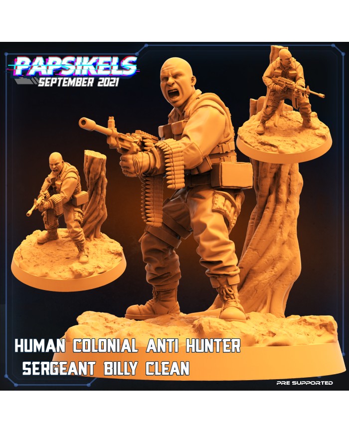 Human Colonial Anti Hunter - Sergeant Billy Clean|Papsikels Miniatures