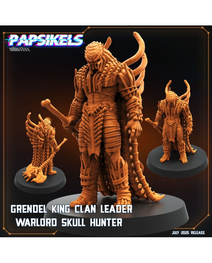 Grendel King Clan Leader Warlord Skull Hunter|Papsikels Miniatures|Ancient Hunters