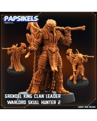 Grendel King Clan Leader Warlord Skull Hunter - 2|Papsikels Miniatures|Ancient Hunters