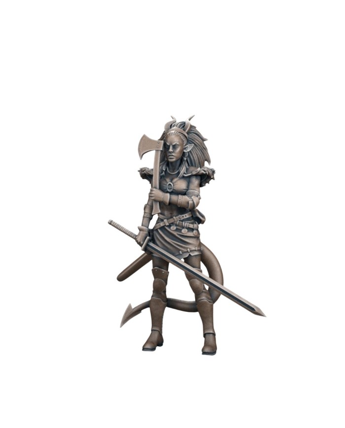 Bárbara Tiefling|TytanTroll Miniatures|Bárbaros