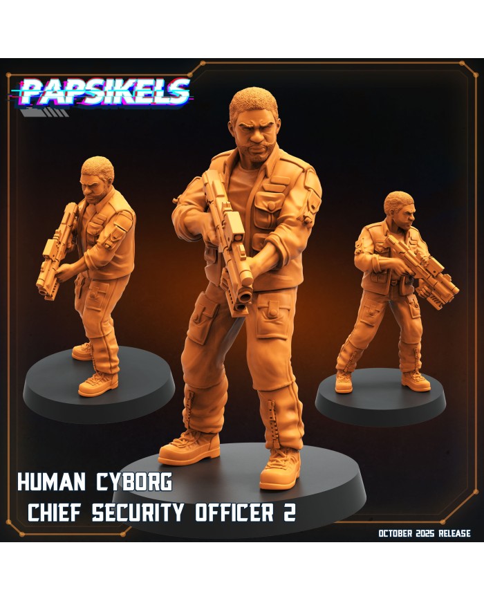 Human Cyborg Chief Security Officer 2|Papsikels Miniatures|Space Crew and Settlers