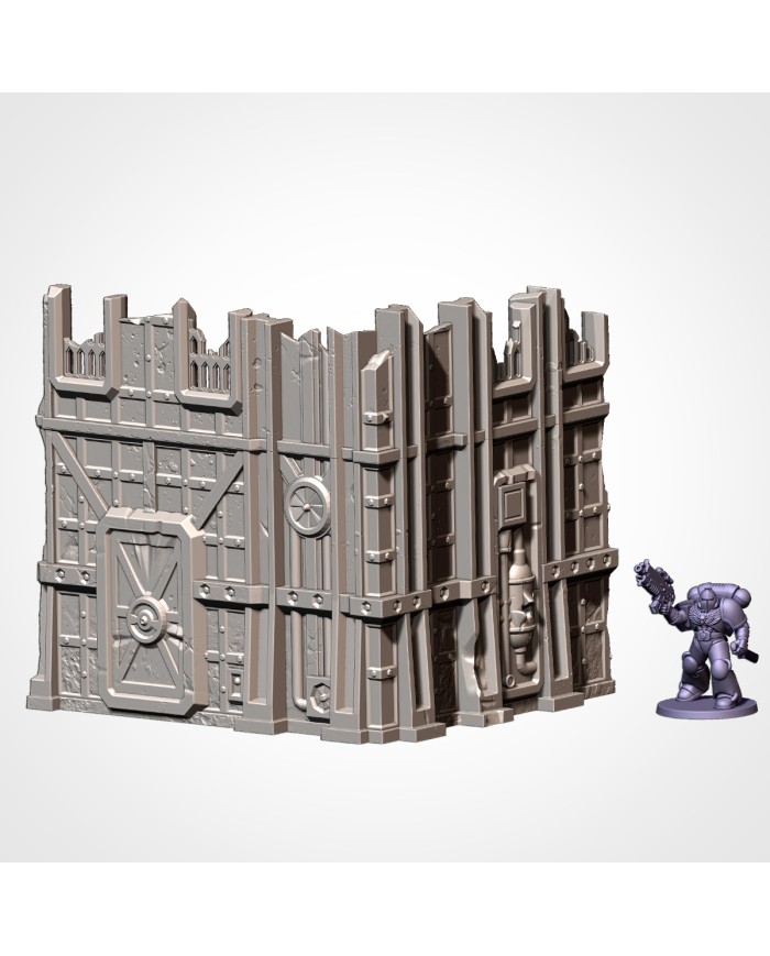 Ruinas Industriales en L (6"x5") - B|Txarli Factory|Escenografía Ruinas 40K