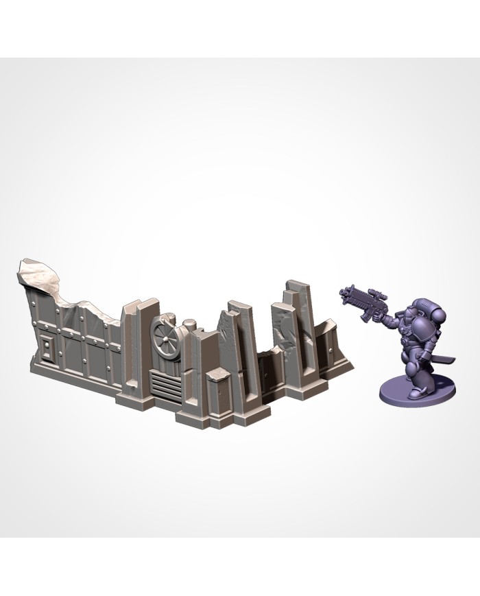 Industrial Ruins in L-shape (5"x3") - B|Txarli Factory|40K Ruins Terrain