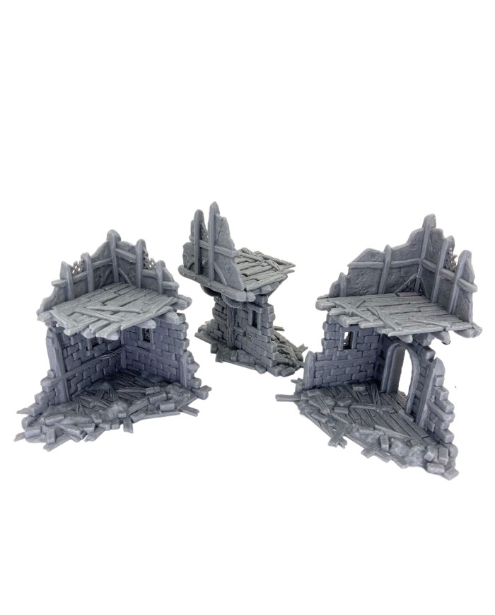 Two-Story Ruins of Hexengarde City (x3)|Tired World Studio|Mordheim Terrain